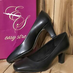 EASY STREET Womens 8.5 W Wide Black Flex Comfort Classic Heels Pumps POET NIB